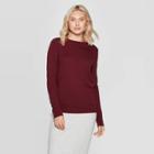 Women's Long Sleeve Ribbed Cuff Crewneck Pullover Sweater - A New Day Burgundy Xl, Women's, Red