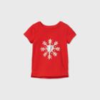 Toddler Girls' Flip Sequin Snowflake Short Sleeve T-shirt - Cat & Jack Red