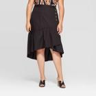 Women's Plus Size Mid-rise Back Elastic A Line Skirt - Who What Wear Black