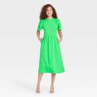 Women's Angel Short Sleeve Smocked Knit Dress - Who What Wear Green