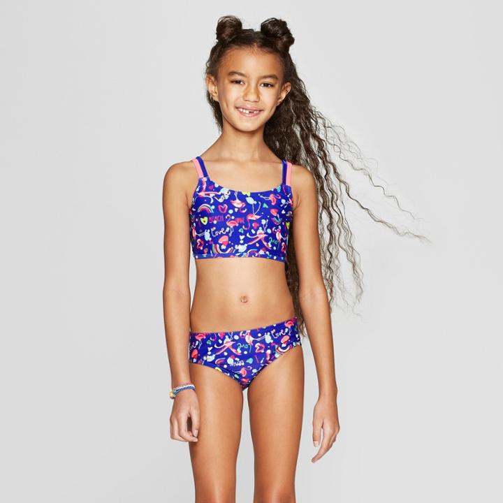 Girls' Chill Out 3pc Bikini Skirt Set - Cat & Jack Blue