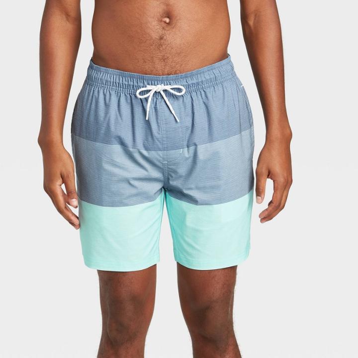 Men's 7 Tribong Colorblock Swim Trunks - Goodfellow & Co Blue