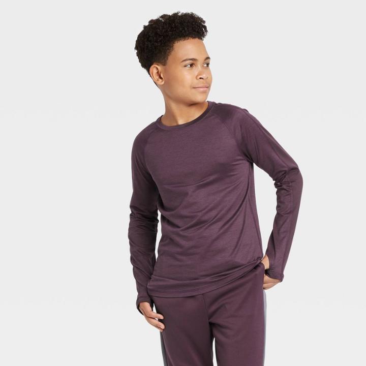 Boys' Long Sleeve Colorblock Soft Gym T-shirt - All In Motion Dark Purple
