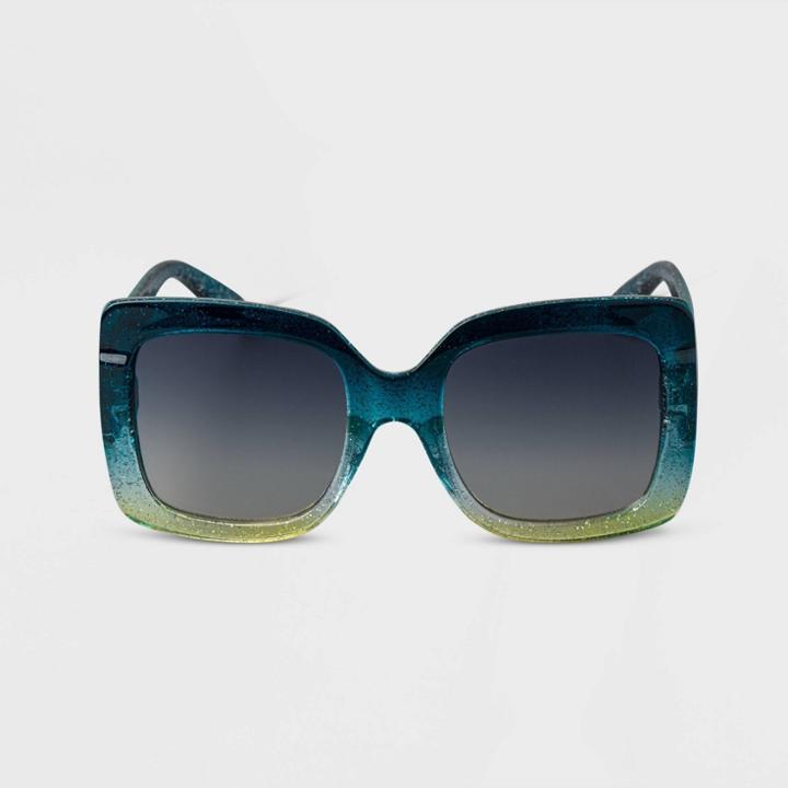 Women's Oversized Gradient Sunglasses - A New Day Teal, Blue