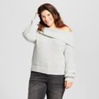 Women's Plus Size Textured Off The Shoulder Sweater - A New Day Gray