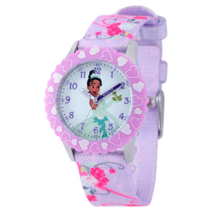 Disney Girls' Tiana Stainless Steel Case With Bezel Watch,