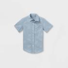Boys' Woven Dino Print Short Sleeve Button-down Shirt - Cat & Jack Blue