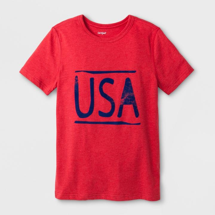 Boys' Adaptive Short Sleeve Usa Graphic T-shirt - Cat & Jack Red