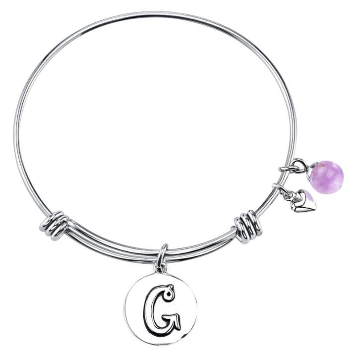 Los Angeles Stainless Steel Expandable Bracelet Initial G - Silver