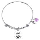 Los Angeles Stainless Steel Expandable Bracelet Initial G - Silver