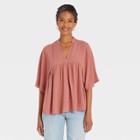 Women's Flutter Short Sleeve V-neck Blouse - Knox Rose Coral