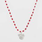 Disney Mickey Mouse Red Beaded Necklace - Silver/red, Women's, Gold