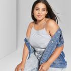 Women's Striped Plus Size Square Neck Waffle Cami - Wild Fable Blue/white