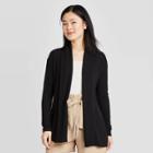 Women's Long Sleeve Open-front Rib Cardigan - A New Day Black