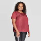 Women's Plus Size Floral Print Short Sleeve Crewneck Top - Ava & Viv Red 1x, Women's,