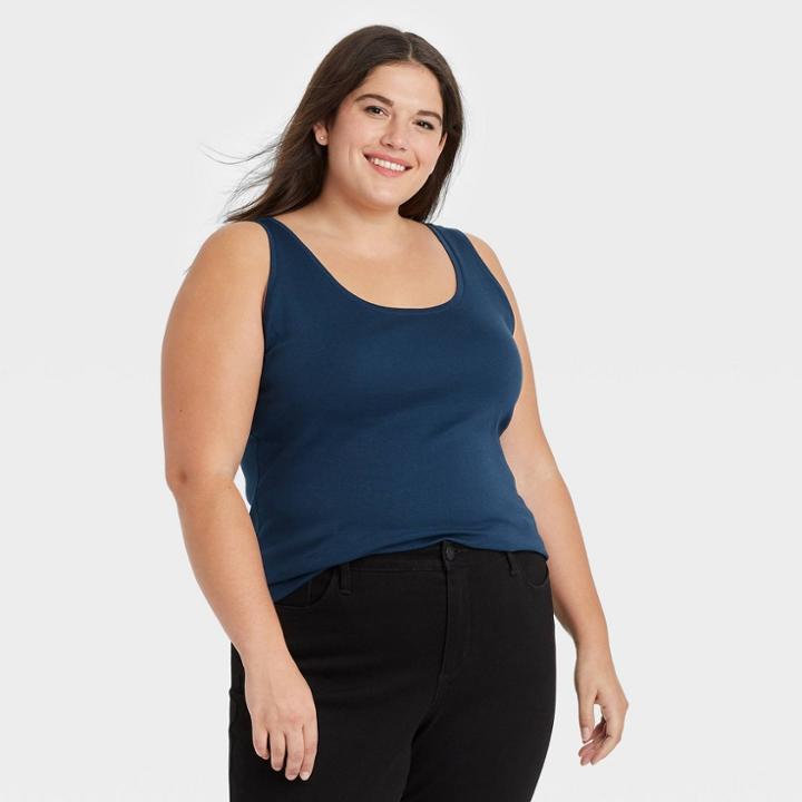 Women's Plus Size Tank Top - Ava & Viv Navy