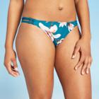 Women's Ring Detail Strappy Side Hipster Bikini Bottom - Shade & Shore Ocean Floral Xs, Women's, Green