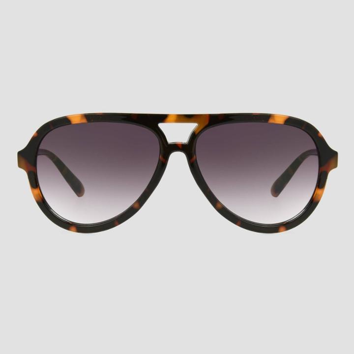 Women's Tortoise Shell Print Plastic Aviator Sunglasses - Universal Thread Brown