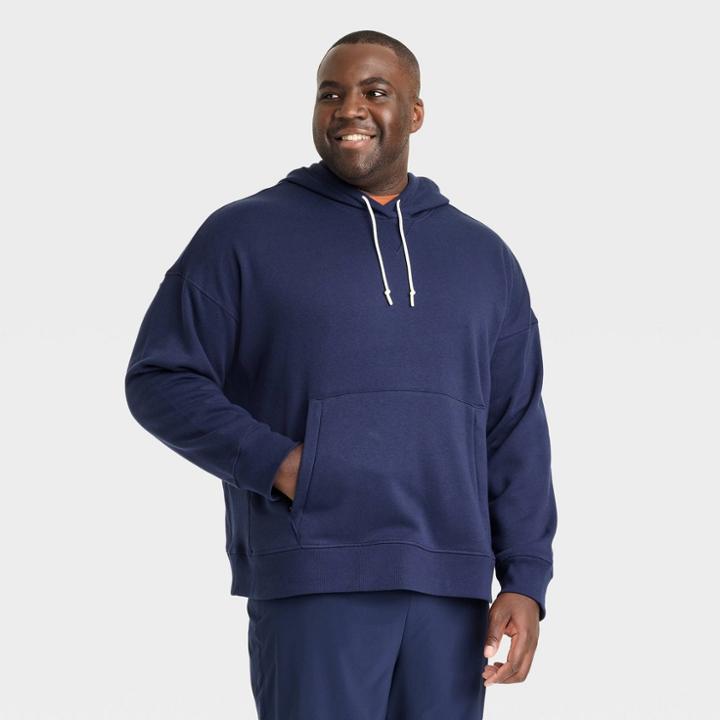 Men's Big & Tall Cotton Fleece Hooded Sweatshirt - All In Motion Navy