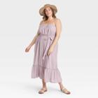 Women's Plus Size Sleeveless Clip Dot Dress - Knox Rose Purple