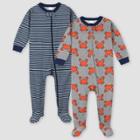 Gerber Boys' 2pk Snug Fit Footed Pajama - Gray