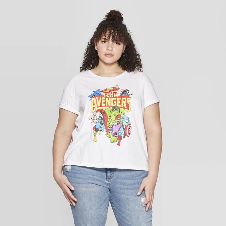 Women's Marvel Team Avengers Plus Size Short Sleeve T-shirt (juniors') - White