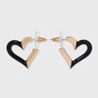Sugarfix By Baublebar Enamel And Gold Heart Hoop Earrings - Black