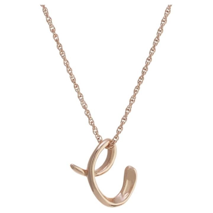 Target Women's Rose Gold Over Sterling Silver Cursive Script Initial Pendant - C (18), Rose Gold - C