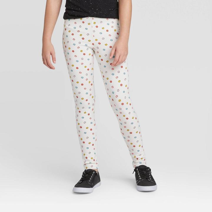 Girls' Polka Dot Leggings - Cat & Jack Cream Xs, Girl's, White