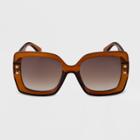 Women's Square Oversized Sunglasses - A New Day Brown, Women's,