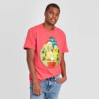 The Simpsons Men's The Simpson's Homer Family Wreath Ugly Christmas Short Sleeve Graphic T-shirt - Red