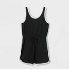 Girls' Rib Knit Romper - Art Class Black