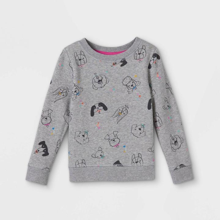 Toddler Girls' Fleece Pullover Sweatshirt - Cat & Jack Gray