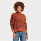 Women's Mock Turtleneck Marled Pullover Sweater - Knox Rose Brown