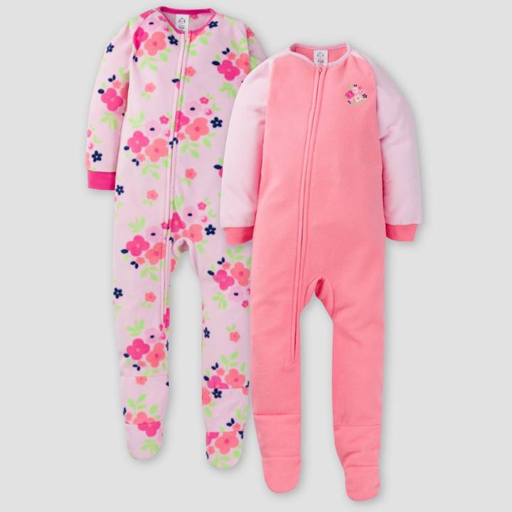 Gerber Toddler Girls' Floral Blanket Sleeper Footed Pajama - Pink