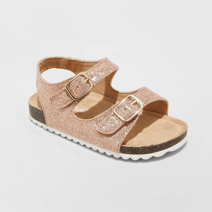 Toddler Girls' Tisha Footbed Sandals - Cat & Jack Rose Gold 5, Toddler Girl's