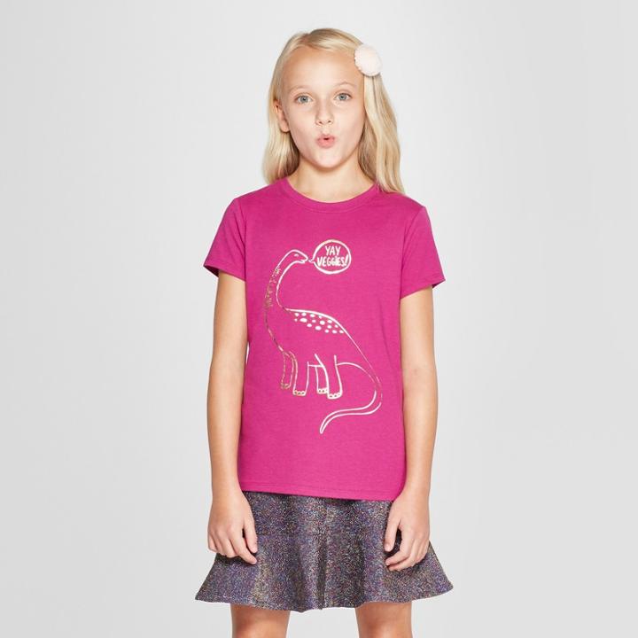 Girls' Dinosaur Graphic Short Sleeve T-shirt - Cat & Jack Purple