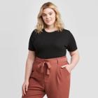 Women's Plus Size Short Sleeve Ribbed T-shirt - Ava & Viv Black 2x, Women's,