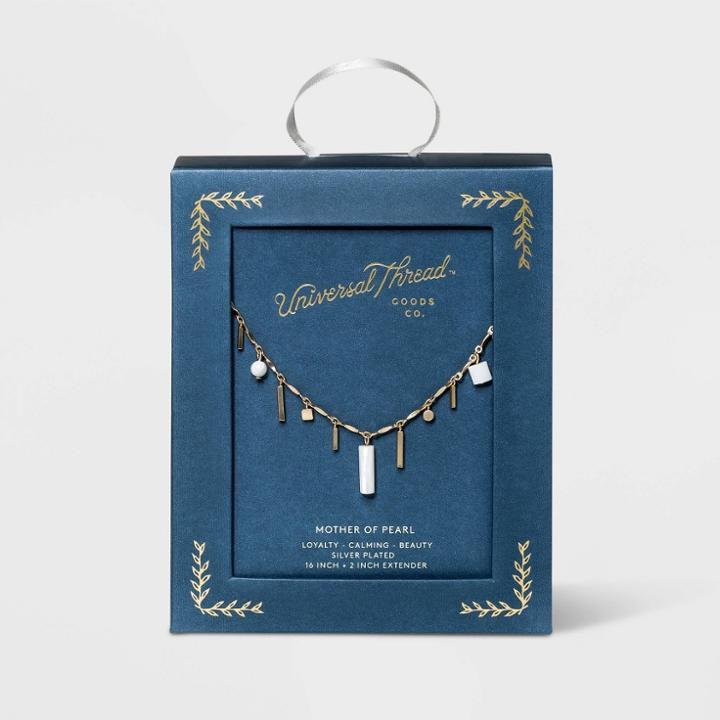 Semi-precious Mother Of Pearl Charm Necklace - Universal Thread Pearl, White