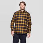 Men's Big & Tall Plaid Long Sleeve 1-pocket Flannel Button-down Shirt - Goodfellow & Co Zesty Gold