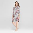 Maternity Floral Print Cowl Neck Sweatshirt Dress - Isabel Maternity By Ingrid & Isabel Heather Gray