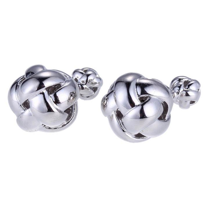 Prime Art & Jewel Sterling Silver No Stone Double Ball Knot Stud Earrings, Girl's
