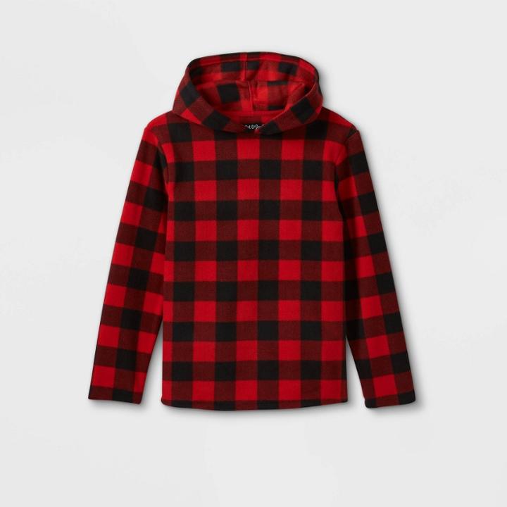 Boys' Printed Fleece Hooded Sweatshirt - Cat & Jack Black/red