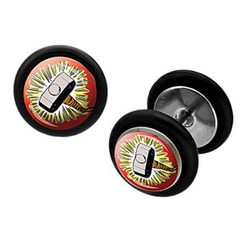 Marvel Thor Hammer Stainless Steel Screw Back Earrings