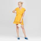 Women's Short Angel Sleeve Dress - A New Day Yellow