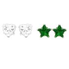Journee Collection 1 2/5 Ct. T.w. Star-cut Cz Prong Set Stud Earrings Set In Sterling Silver - Dark Green/white, Girl's