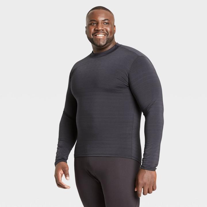 Men's Long Sleeve Fitted Cold Mock T-shirt - All In Motion Black