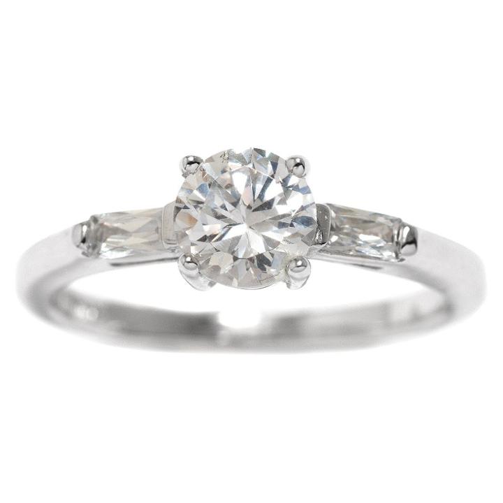 Athra Nj, Inc. Sterling Silver Cubic Zirconia Engagement Ring - Clear (size