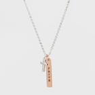 Target Silver Plated Faith Cross Pave Two Tone Charm Necklace - Silver/rose Gold, Girl's