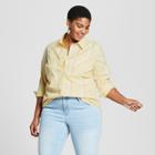 Women's Plus Size Plaid Button-down Long Sleeve Shirt - Ava & Viv Yellow